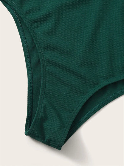 One Piece Swimsuit Women Green Sling V Neck Swimwear Bodysuit Monokini Summer Backless Beach Bathing Suit Female