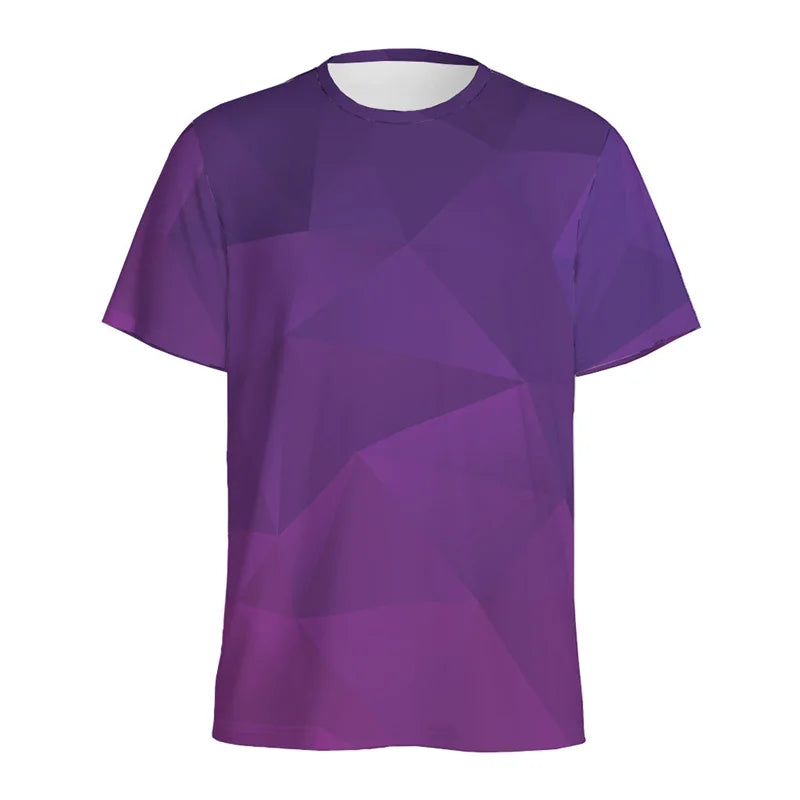 Men's T-Shirts Colorful Polygonal Pattern 3D Print Sports Shirt Woman Gym Summer Short Sleeve Fitness Sportswear Round Neck Tops