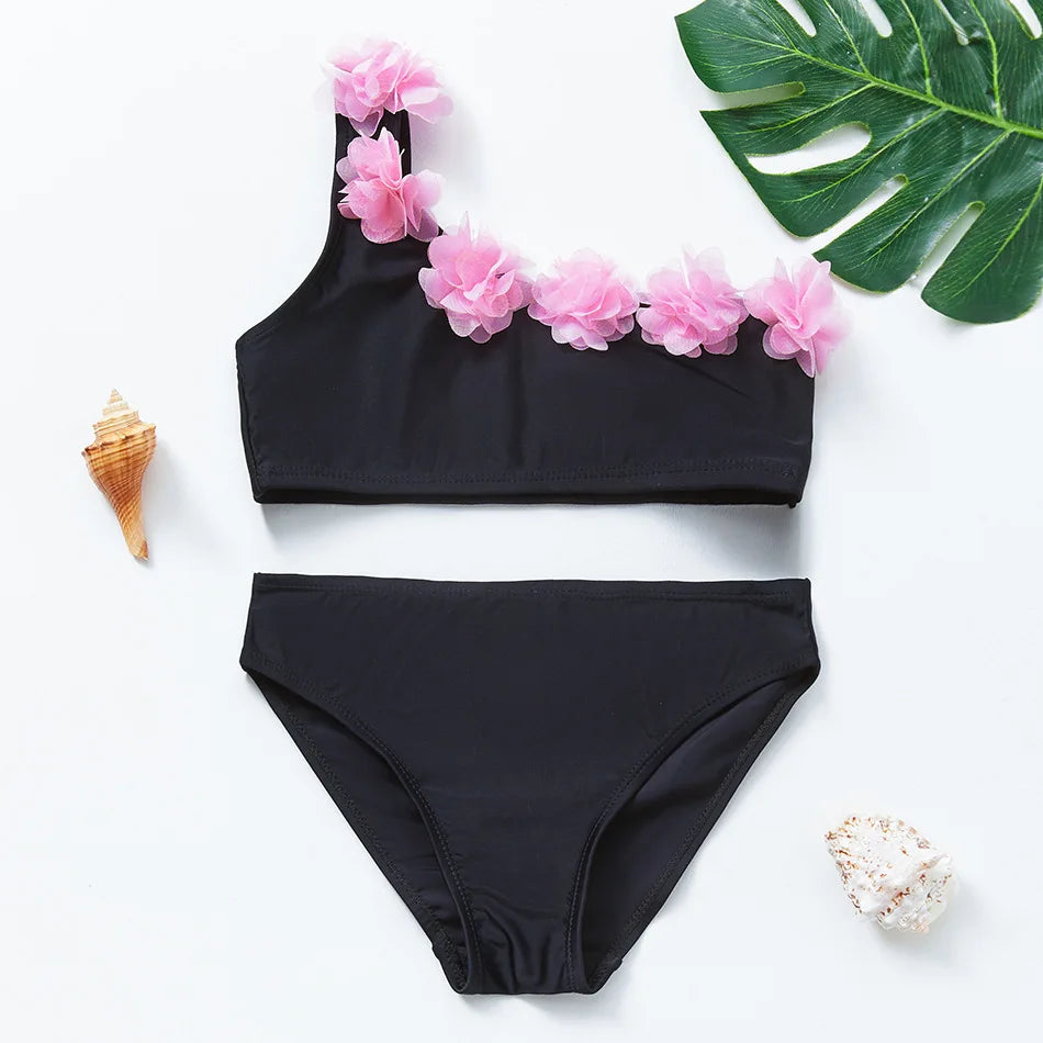 UV Baby Girls Swimsuit Two Piece Swimming Bikinis Ruffles Beach Bathing Suit Tops Shorts Kids Swimwear for Girls 2-10 Years
