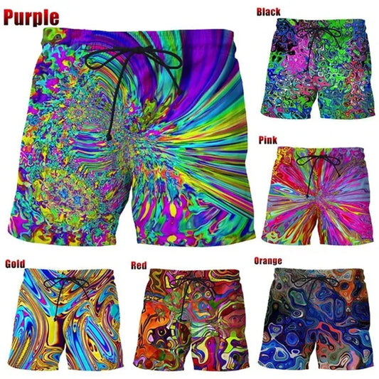 Summer Fashion Colorful 3D Printed Trippy Psychedelic Abstract Art Men's Short Pant Unisex Casual Beach Swimming Shorts