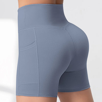 1/4PCS Women Side Pocket Yoga Short Leggings High Waist Squat Proof Fitness Pants Quick Drying Cycling Gym Leisure Sports Shorts