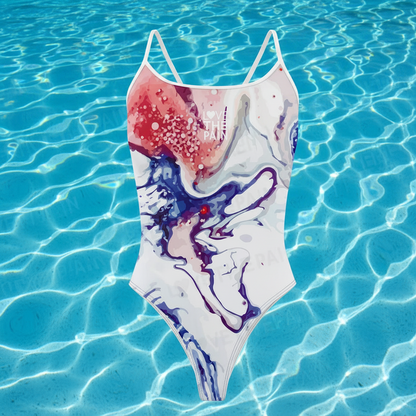 Blue Pink & Red Swirls Love The Pain Female One-piece Swimsuit  Swimwear Functional Training Bathers Squad Pool