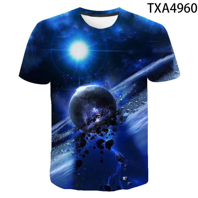 Cosmic Planet Space Galaxy 3d Printing Men's Ladies Children's Casual T-shirts Starry Cool Tops Fashion Street Light Sports