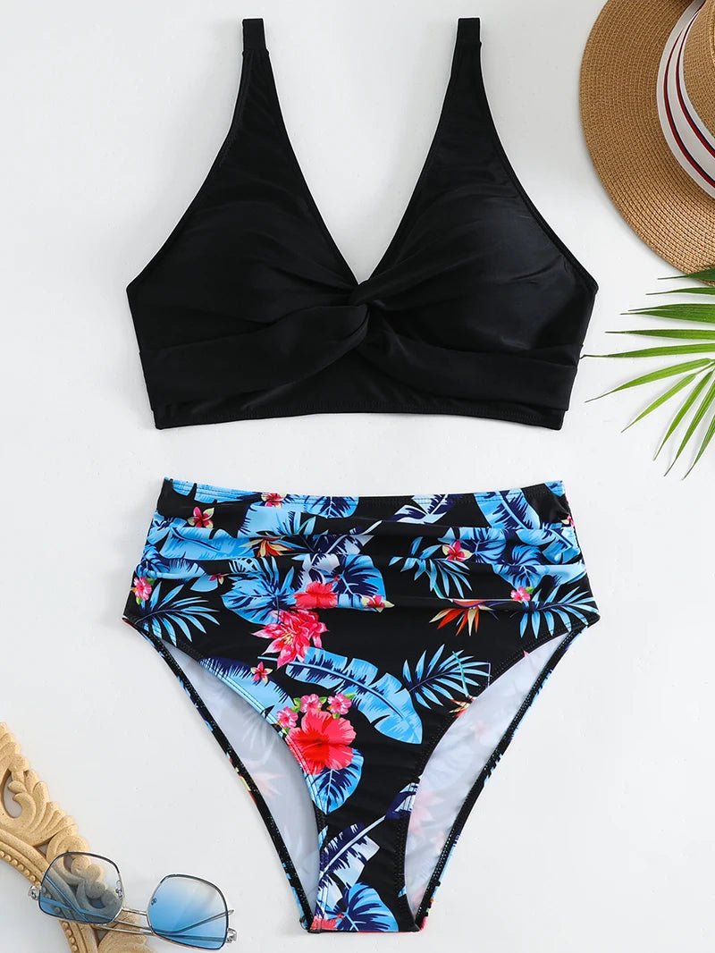 Two Pieces Swimsuits Women Bikini Set Beachwear Push Up Solid Summer Bathing Suit Triangle Bikini Swimwear Low Waist
