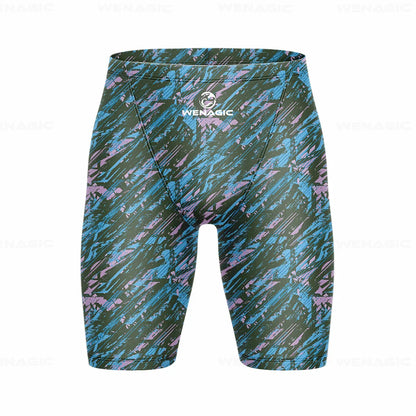 Men's Swimming Jammer Swimwear Endurance Athletic Training Swimsuit Summer Beach Swimming Trunks Diving Surf Tight Shorts