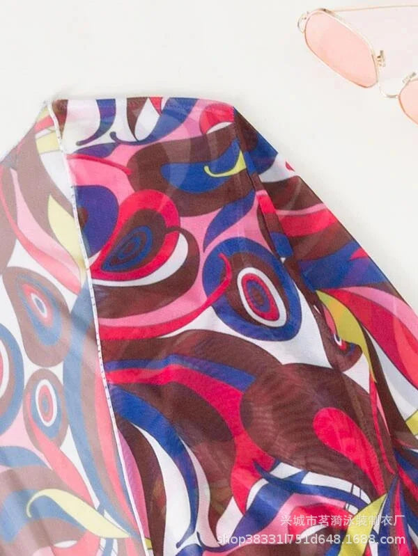 Summer Print Bikinis Swimwear Female Swimsuit Beachwear Push Up Three-Piece Bikini Set Women Swimming Bathing Suit