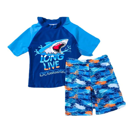 Children's Swimsuit Three-Piece Boy's Split Medium and Large Children's Student Swimsuit Spa Cartoon Split Sunscreen Swimsuit