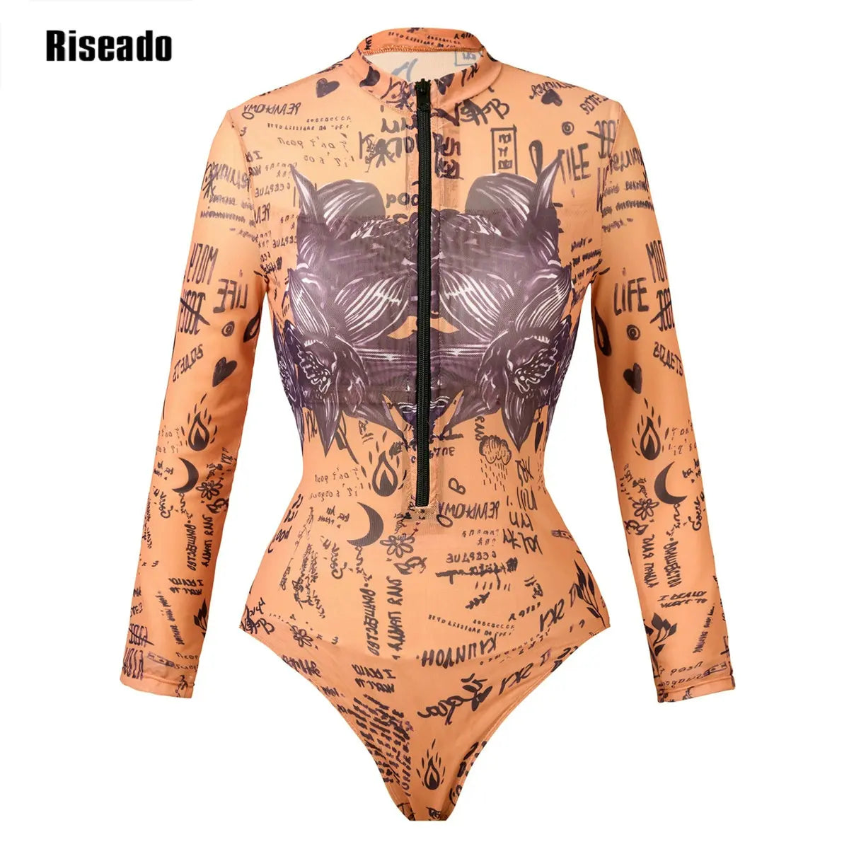 Women's Swimsuit Mesh Swim Suit Transparent One Piece Suit with Long Sleeves Large Size Protective Beach Clothes