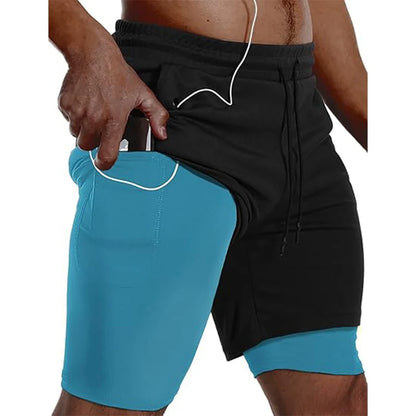 Men Sport Shorts Sportswear Double-deck Running Shorts 2 In 1 Beach Bottoms Summer Gym Fitness Training Jogging Short Pants Men