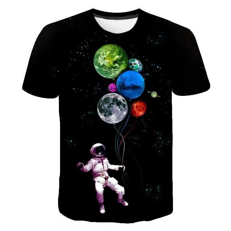 Cosmic Planet Space Galaxy 3d Printing Men's Ladies Children's Casual T-shirts Starry Cool Tops Fashion Street Light Sports