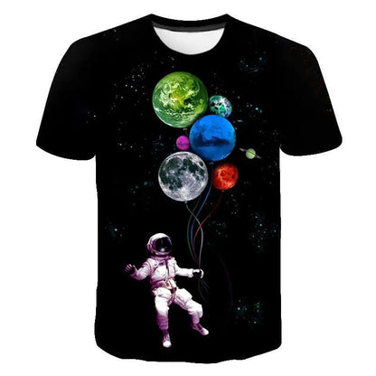 Cosmic Planet Space Galaxy 3d Printing Men's Ladies Children's Casual T-shirts Starry Cool Tops Fashion Street Light Sports