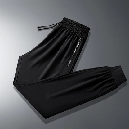 Ice Silk Pants for Men's Summer Thin Style Sports Quick Dried Straight Leg Draping Wide Leg Pants Casual Long Pants for Men