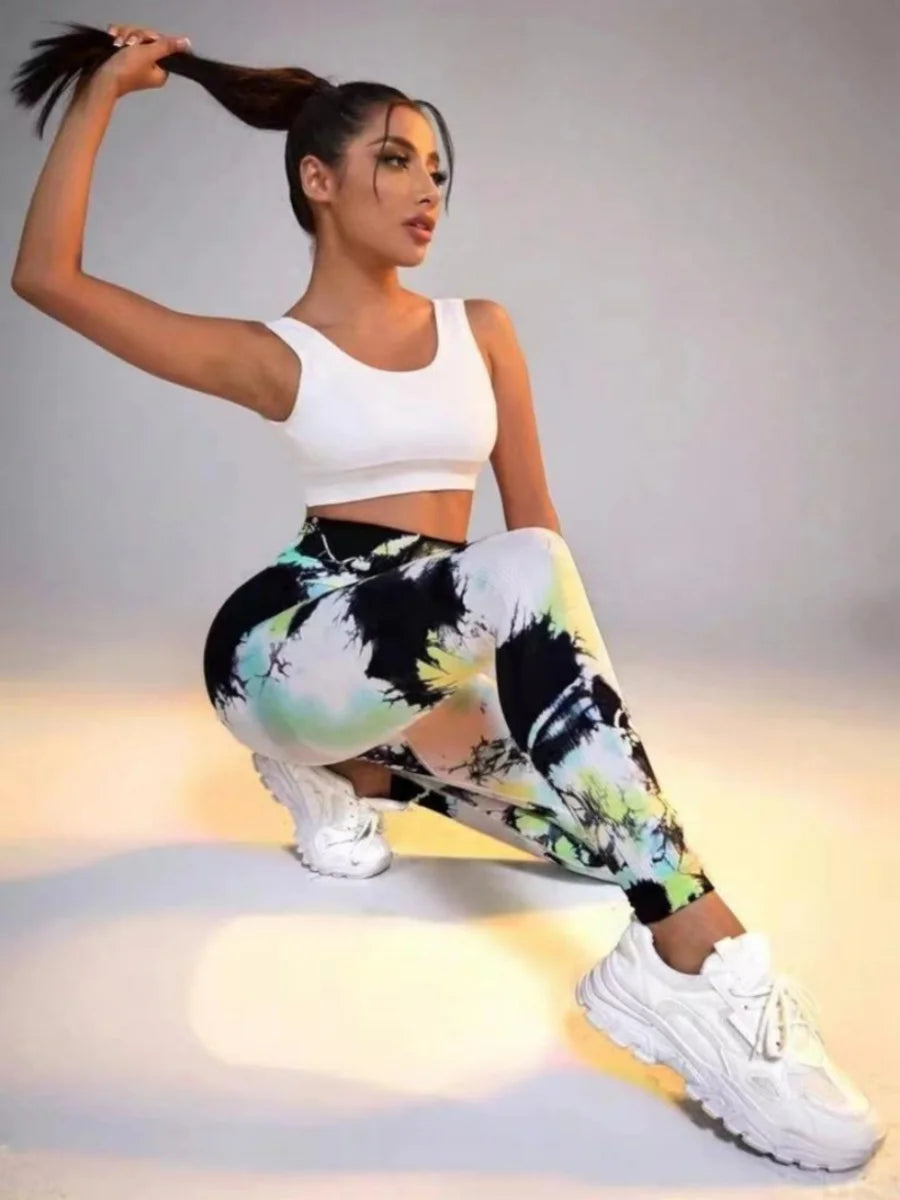 3D Print Tie Dye Sports Pants Women Seamless  Leggings High Waist Fitness Push Up Leggings Gym Clothing Workout Tights