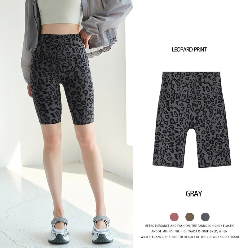 BIVIGAOS Summer Fashion Trend Leopard Print Cycling Shorts Women High Waist Tight Sport Short Leggings Fitness Biker Shorts