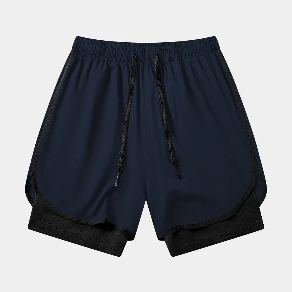 Sports Shorts Men's Running Pants Lined with Fake Two-piece Training Anti-light Three-point Basketball Casual Shorts