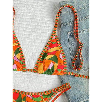 XS - L Printed High Leg Cut Padded Bikini Female Swimsuit Women Swimwear Two-pieces Bikini set Bather Bathing Suit Swim