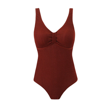 Womens One Piece Swimsuit Swim Leotard Sleeveless Low U Back Soft Cup Textured Monokini Bathing Suit for Beach Tropical Travel