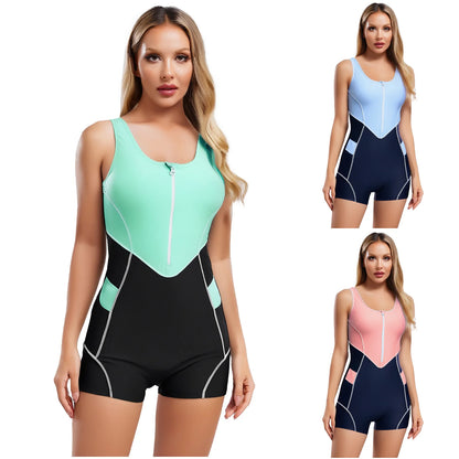 Womens Swim Leotard One-Piece Swimsuit Sleeveless Cutout Back Jumpsuit Swimwear Beachwear Bathing Suit with Removable Chest Pads