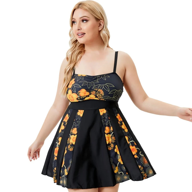 Plus Size Women's Swimsuit Two Pieces 5XL Tankinis Bathing Suits Women Swimwear Backless Beachwear Tummy Control Swimdress