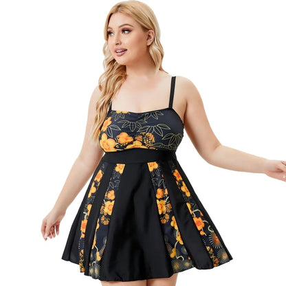 Plus Size Women's Swimsuit Two Pieces 5XL Tankinis Bathing Suits Women Swimwear Backless Beachwear Tummy Control Swimdress