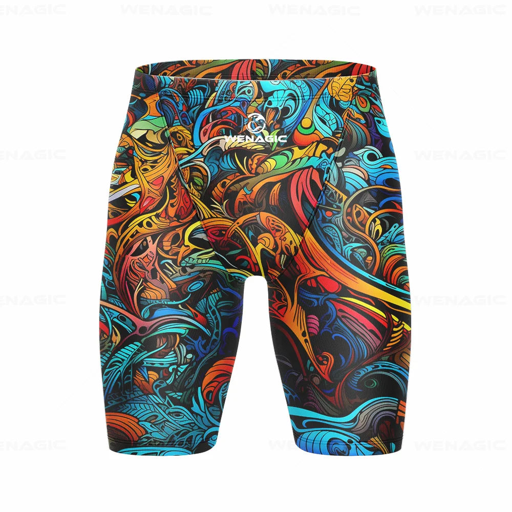 Men's Swimming Jammer Swimwear Endurance Athletic Training Swimsuit Summer Beach Swimming Trunks Diving Surf Tight Shorts