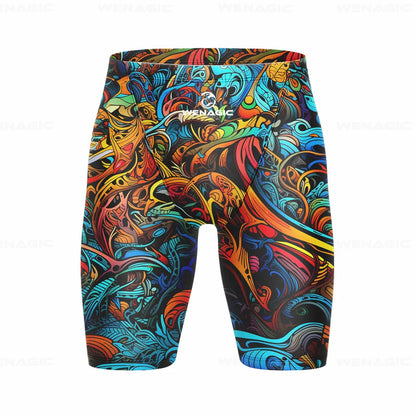 Men's Swimming Jammer Swimwear Endurance Athletic Training Swimsuit Summer Beach Swimming Trunks Diving Surf Tight Shorts