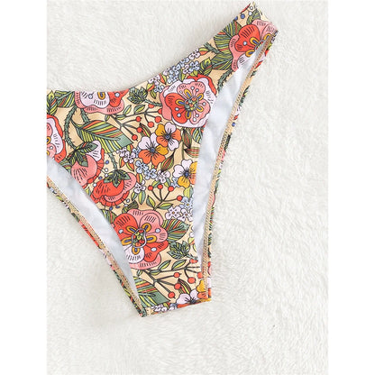 Floral Printed Brazilian Mid Waist Bikini Women Swimwear Female Swimsuit Two-pieces Bikini set Bather Bathing Suit Swim