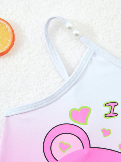Printed Girls Swimsuit One Piece Kids Strappy Swimwear Children Swimming Bathing Swim Suit Beachwear