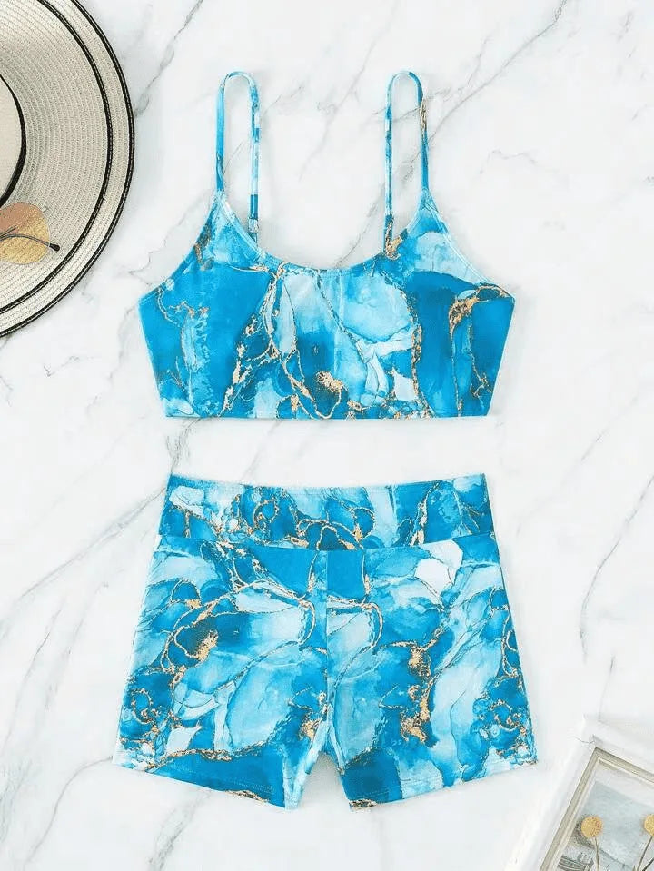 Marbling Print Push Up Bikini Women Swimwear Female Swimsuit Two Pieces High Waist Bikini Set Bather Bathing Suit