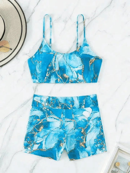 Marbling Print Push Up Bikini Women Swimwear Female Swimsuit Two Pieces High Waist Bikini Set Bather Bathing Suit