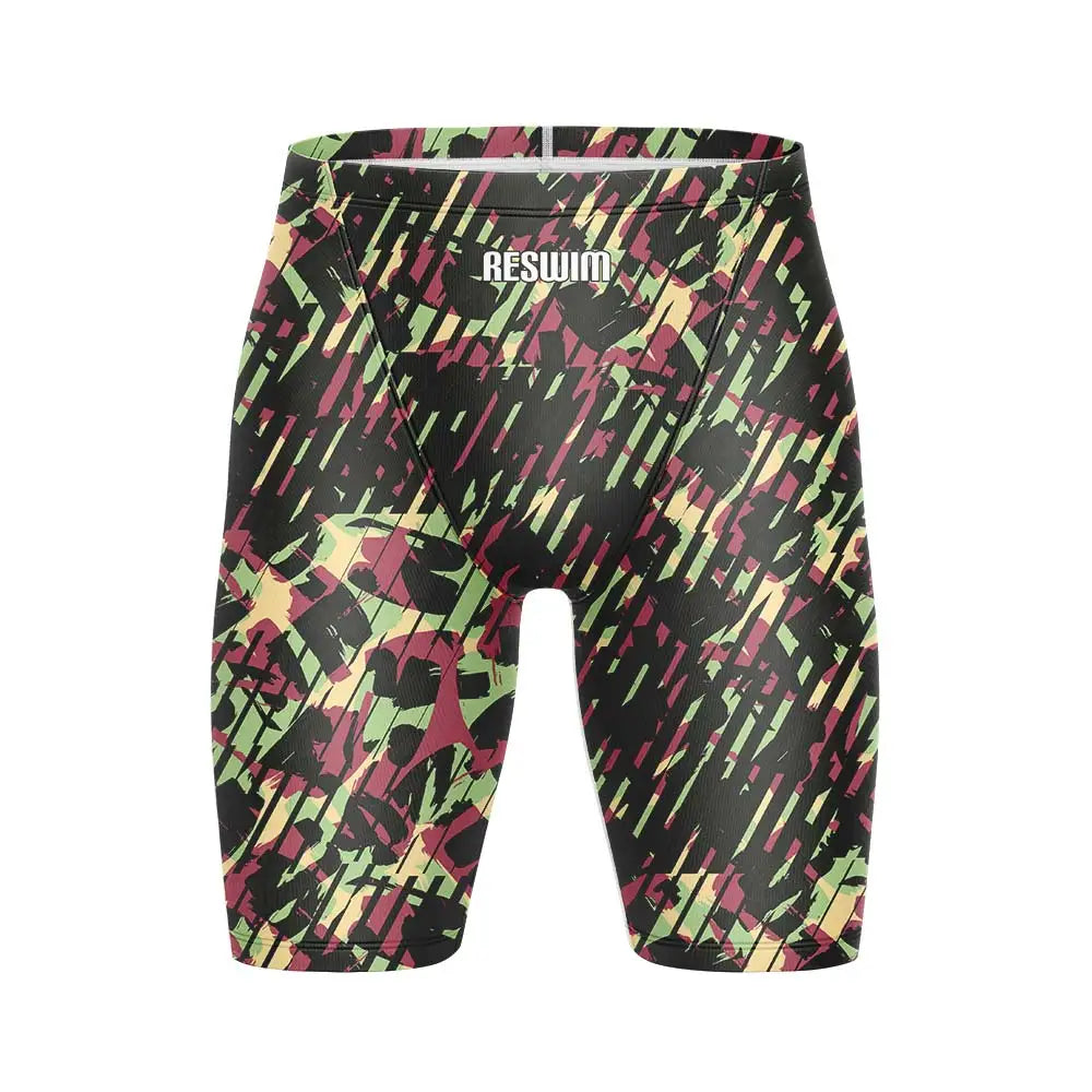 Men's Print Jammer Swimsuit Swimming Trunks Beach Tights Shorts Athletic Training Swimwear Sports Swim Rash Guards Pants
