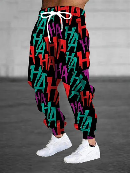 Men's Pants Stylish Abstract Print Outdoor Running Fitness Pants Relaxed Fit Comfortable Drawstring Sweatpants