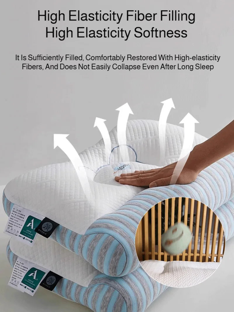 Adult Neck Pillow Feather Velvet Pillow Core Whole Head Traction Partition High Elastic Pillow Core Homestay Hotel Special Pillow