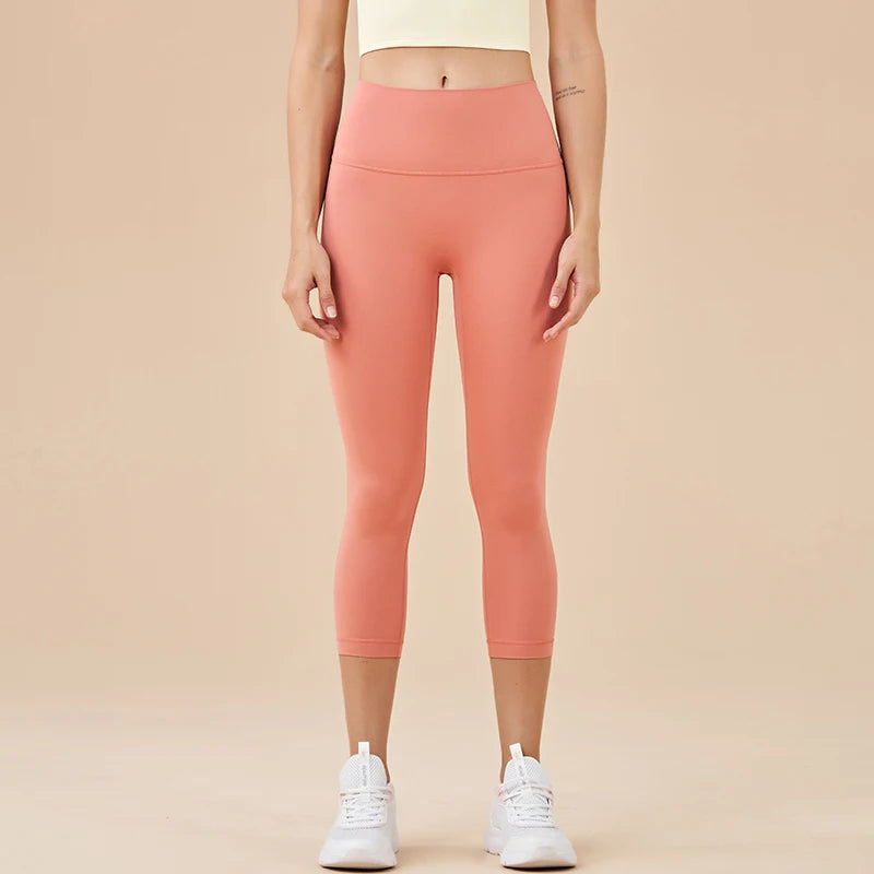 Women's High-Waisted Capri Yoga Leggings with Hidden Pocket