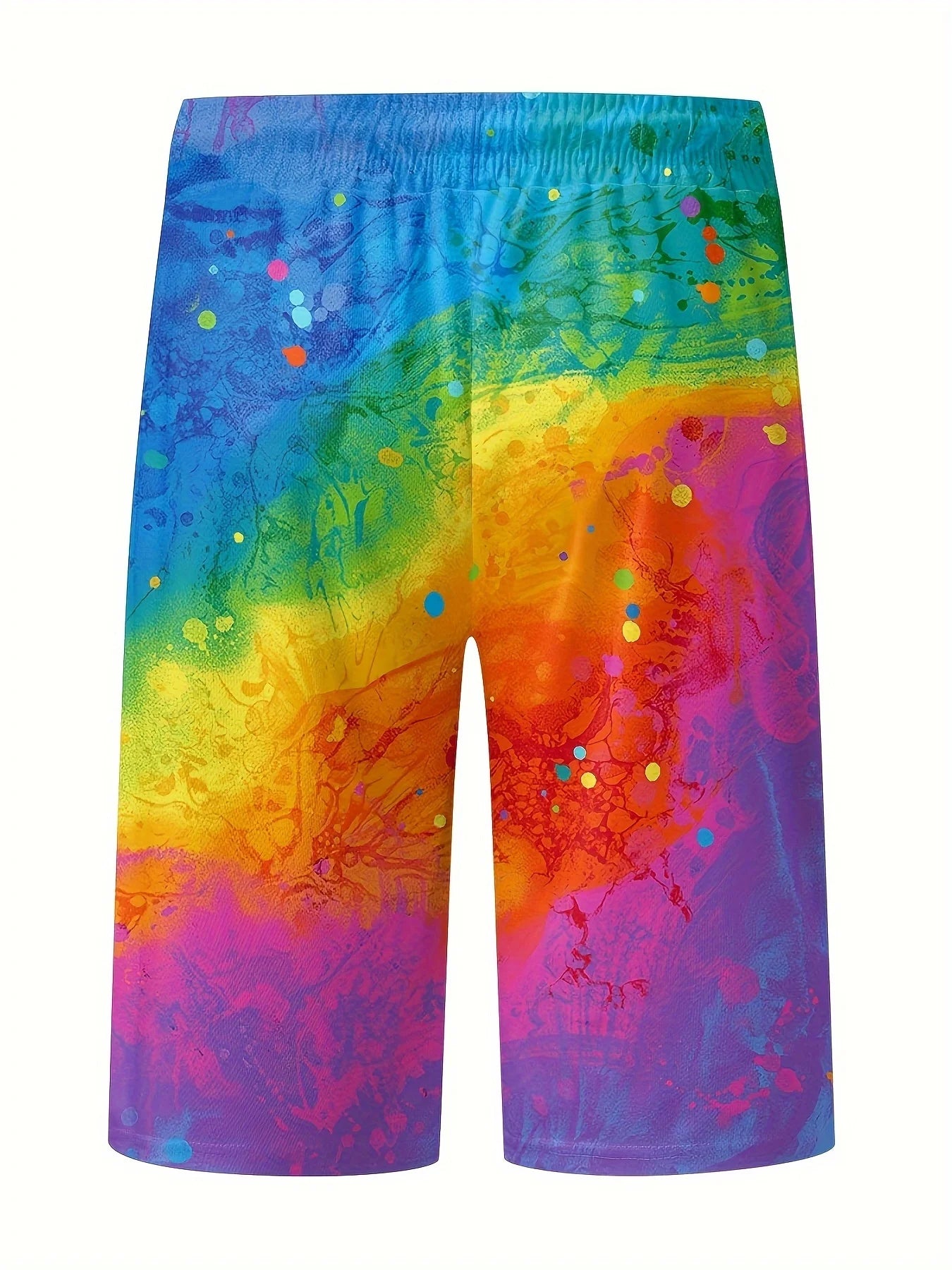 Men's shorts beach swimwear rainbow print sports pants quick drying ventilated waist fashionable casual daily wear