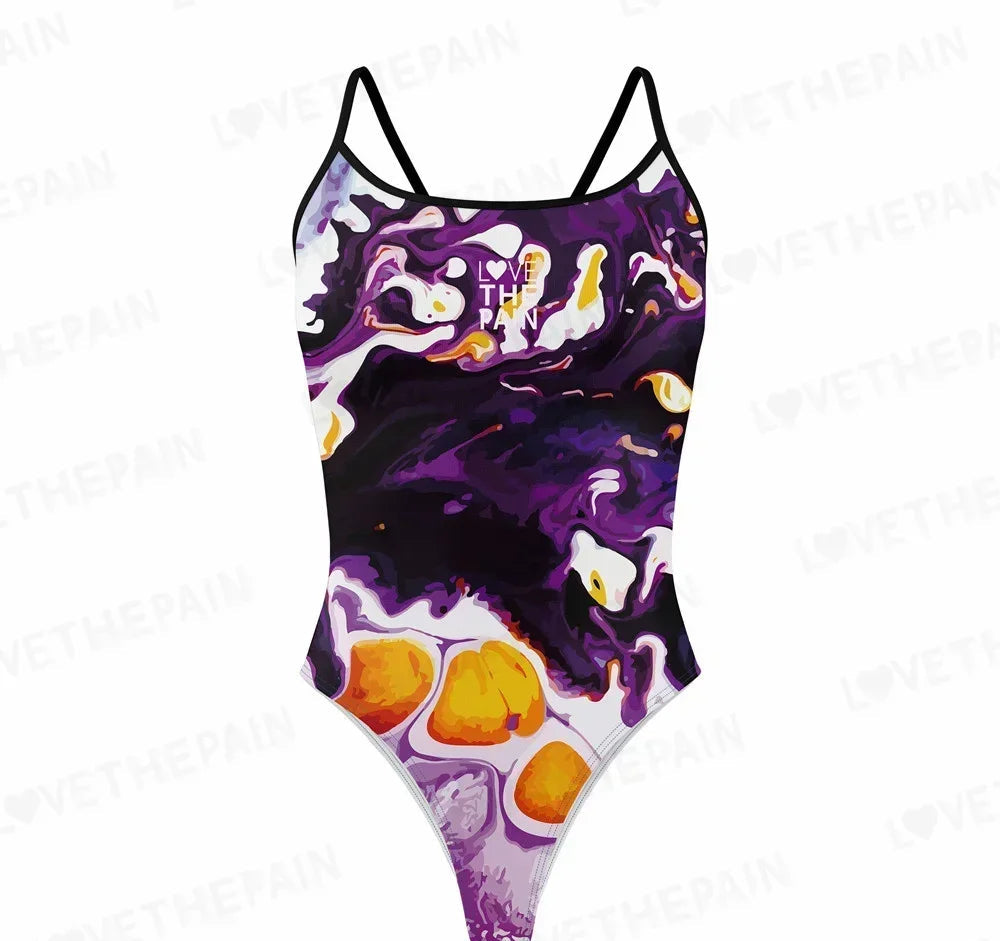 Love The Pain  Marble Design One Piece Swimsuit Women Swimwear Monokini Summer Beach Bathing Suit Race Printing Swimsuit