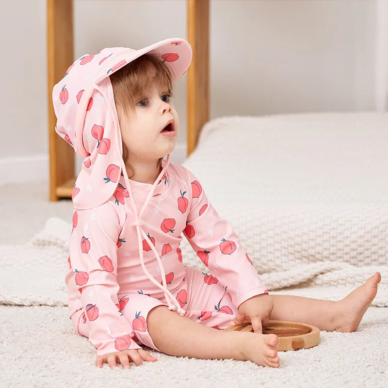 UV Baby Boy Swimsuit One Piece Swimming Jumpsuit Ruffles Bathing Suit SPF 50 Long Sleeve Kids Swimwear for Girls 1 2 3 4 5 6 Yrs