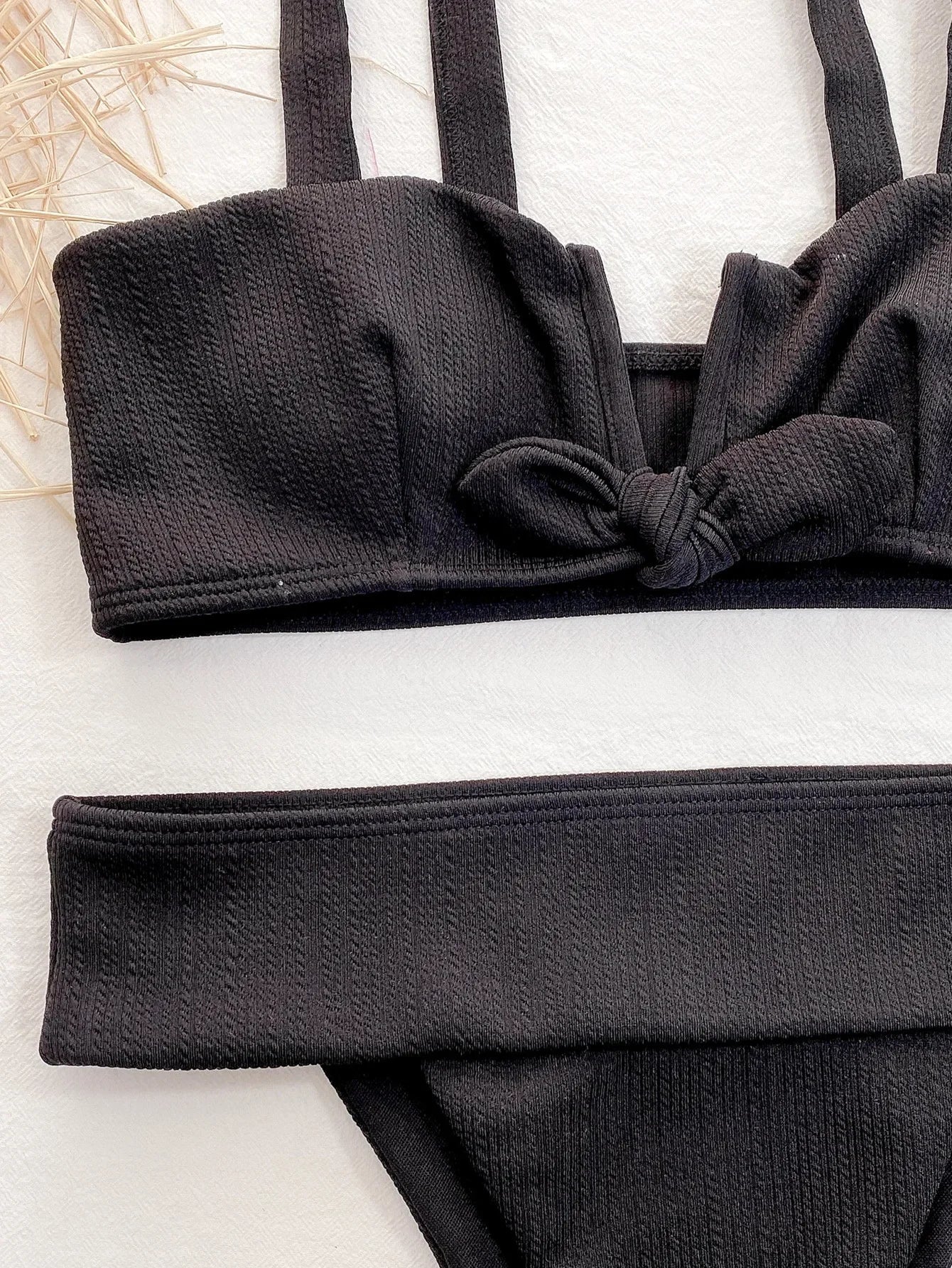 Bikini Women V-neck Bowknot High Waist Black Swimwear Swimsuit Bikinis Set Bathing Suit Bikini Female Push Up Biquinis