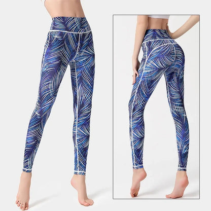 Cloud Hide Yoga Pants Sports Leggings Women High Waist Trainer Long Tights Flower Push Up Running Trouser Workout S- XL