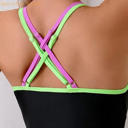 Womens 1 Pc Swimsuit Deep V-Neck Bathing Suit Push Up Swimming Suit Ladies Contrast Color Swimwear for Beachwear
