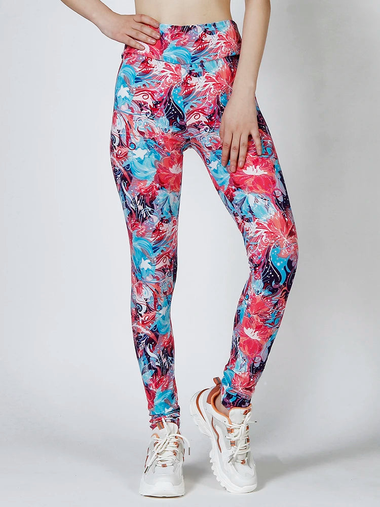 CUHAKCI High Waist Leggings Sportwear Workout Women Jeggings Elastic Pants Leopard Summer Printed Stripe Fitness Leggins