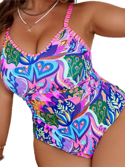 One Piece Plus Size Women Push Up Large Size Swimsuit Summer Big Size Tummy Control Swimwear Bikini Sets
