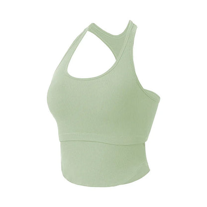 Yoga Crop Tops Racer Back Gym Bras Waist Slim Strap Fitness Vest Gym Crops Sports Tops Active Wear Golf Top