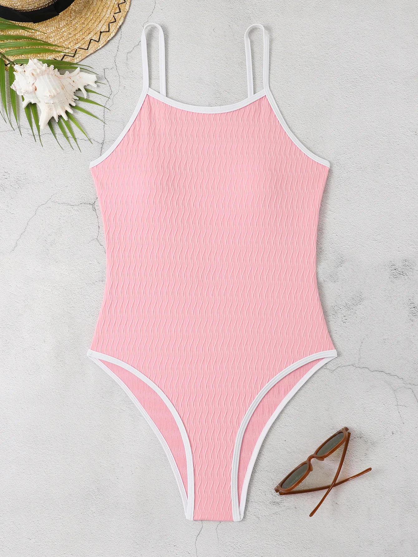 Solid Strapped Swimwear Women Push Up One Piece Swimsuit Monokini Backless High Cut Summer Bathing Suit