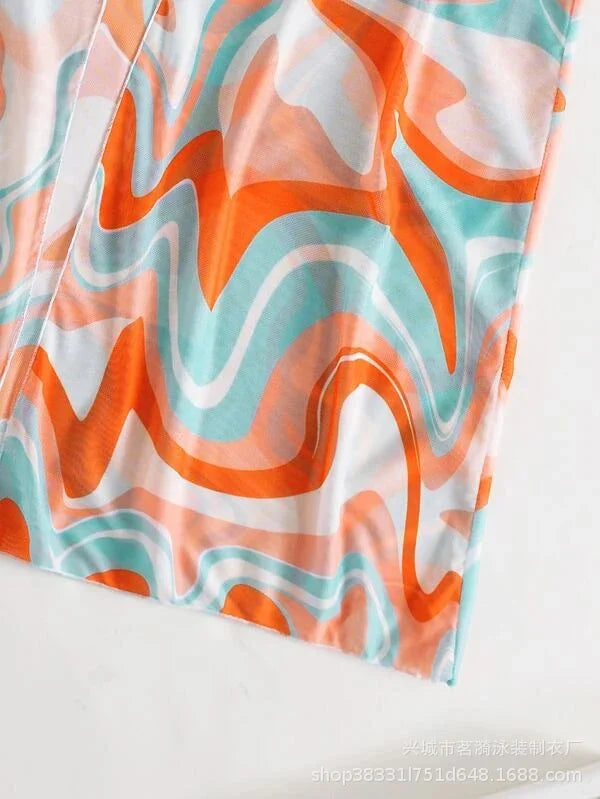 Summer Print Bikinis Swimwear Female Swimsuit Beachwear Push Up Three-Piece Bikini Set Women Swimming Bathing Suit