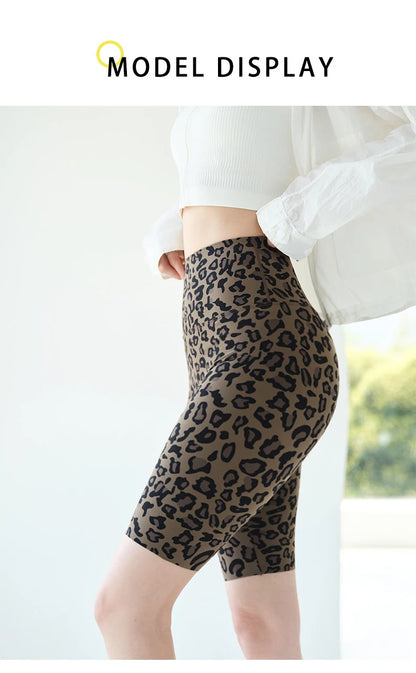 BIVIGAOS Summer Fashion Trend Leopard Print Cycling Shorts Women High Waist Tight Sport Short Leggings Fitness Biker Shorts