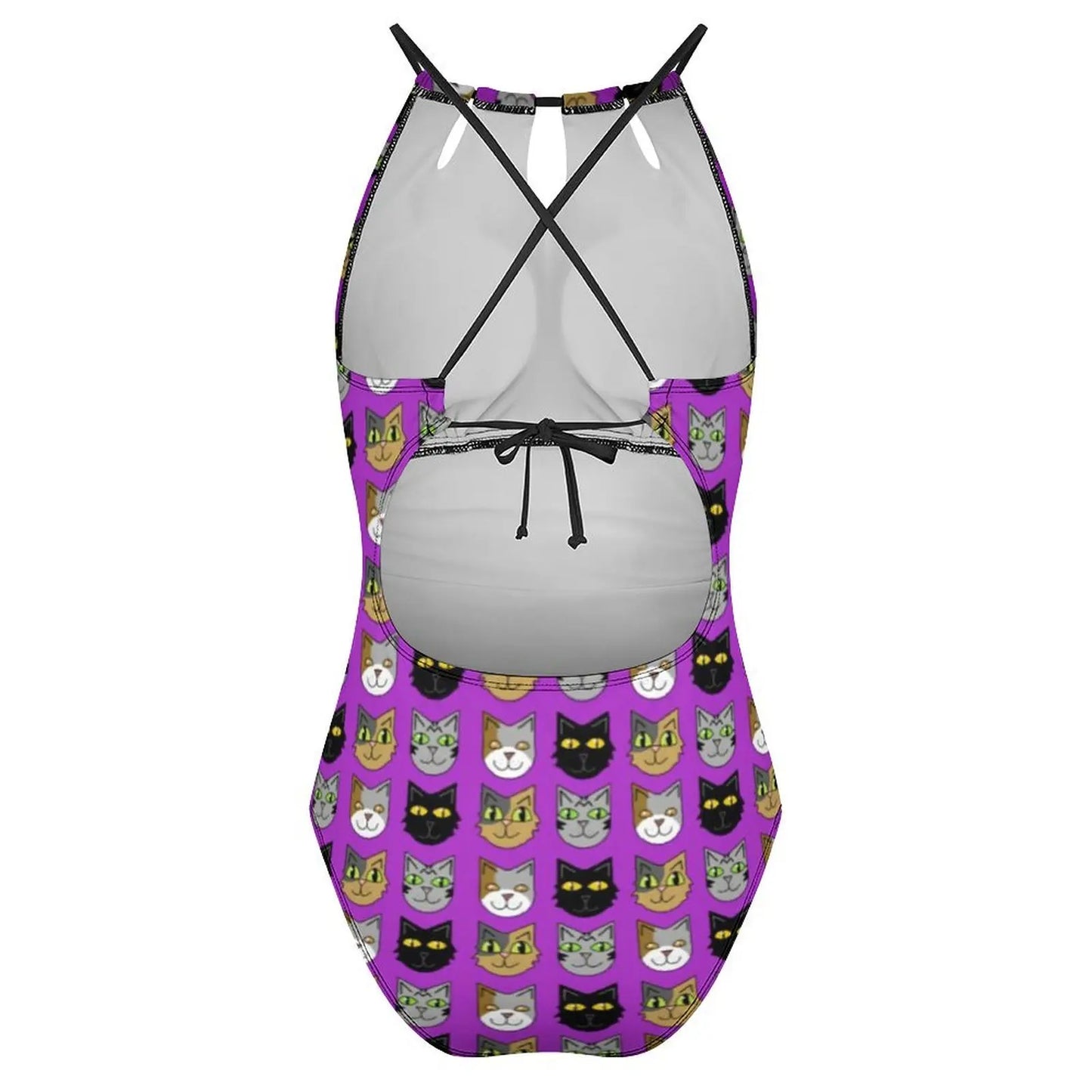 Funny Cat Swimsuit Cartoon Animal Print Women Swimwear One-Piece Bodysuit Holiday Swim Push Up High Cut Beach Outfits