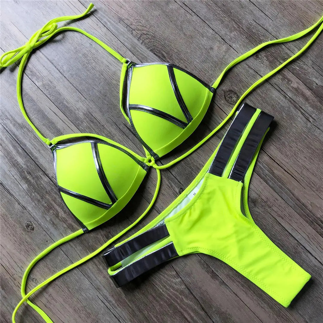 7 Colors S - XL Push Up Bikini Women Swimwear Female Swimsuit Two-pieces Bikini set Bra Cup Bather Bathing Suit Swim