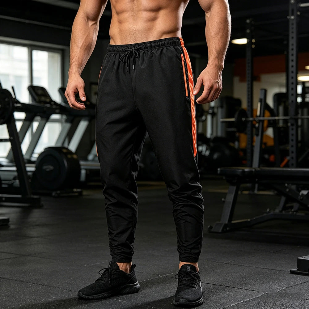 Men's Side Stripe Color Block Track Pants with Elastic Drawstring Solid Color Casual Athletic Joggers for Gym & Daily Gym
