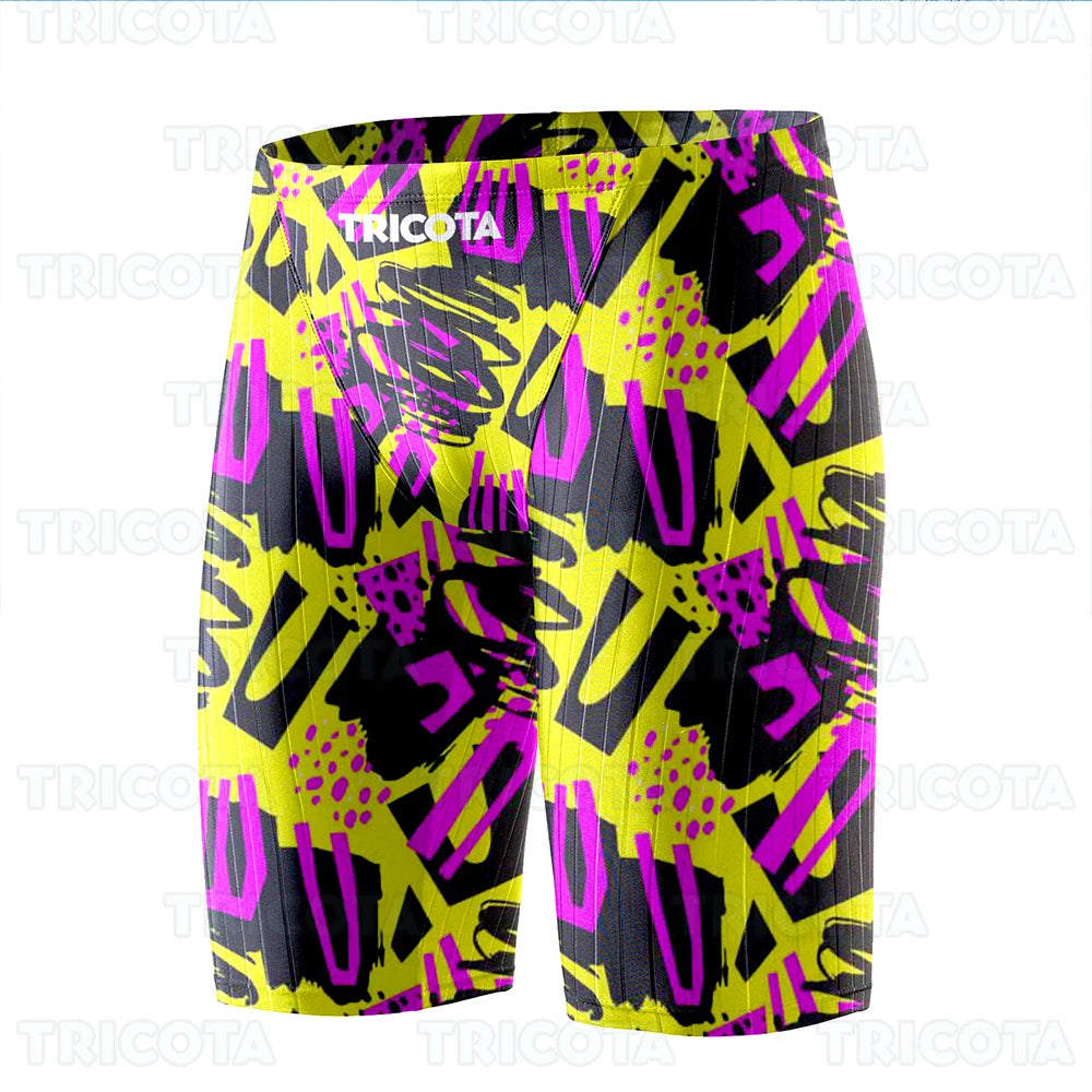 Summer Men Jammer Swimming Trunks Endurance Athletic Training Swim Shorts Outdoor Beach Quick Dry Tight  Jammers Surfing Trunks